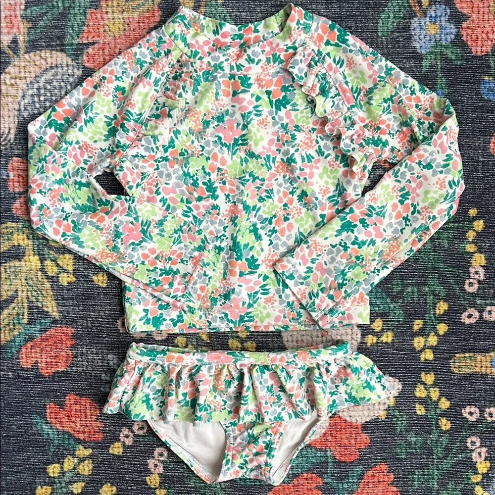Tucker + Tate 2-Piece Toddler Floral Ruffle Swimsuit, Size 3